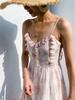 Women's Seaside Holiday Chiffon Printed Spaghetti Strap Long Beach Dress