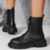 Fashion 2025 Fashion Leather Lace-Up Ankle Boots for Women Wear-Resistant Zip Platform Woman Bootie Round Toe Zip Women's Boots