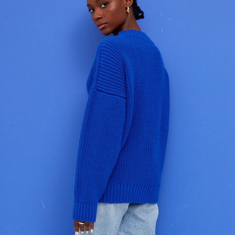 Damski sweter jesienno-zimowy z dekoltem w szpic, w jednolitym kolorze, z długim rękawem, luźnym, dzianinowym swetrem na wszystkie mecze