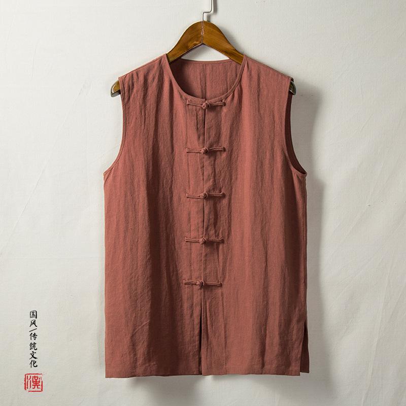 

Men s Chinese Style Sleeveless Round Neck Vest - Spring/Summer Collection M