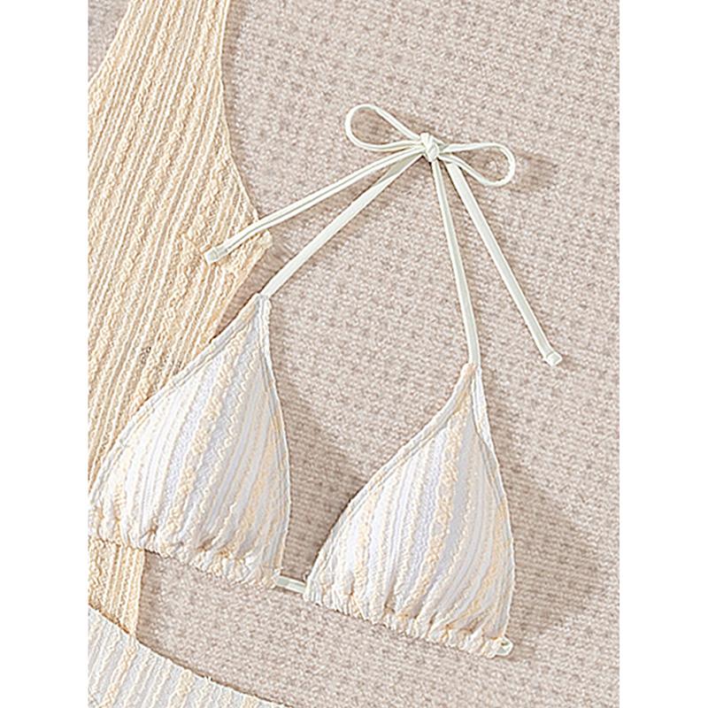 Sexy One Shoulder Knitted Cover Up 3 Piece Bikini Set Women Push Up High Waist Swimsuit Beach Bathing Suit Swimwear Biquini