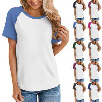 Women's  Short Sleeve T Shirts Round Neck Cute Tunic Tops Basic Tees Blouses Loose Fit Pullover