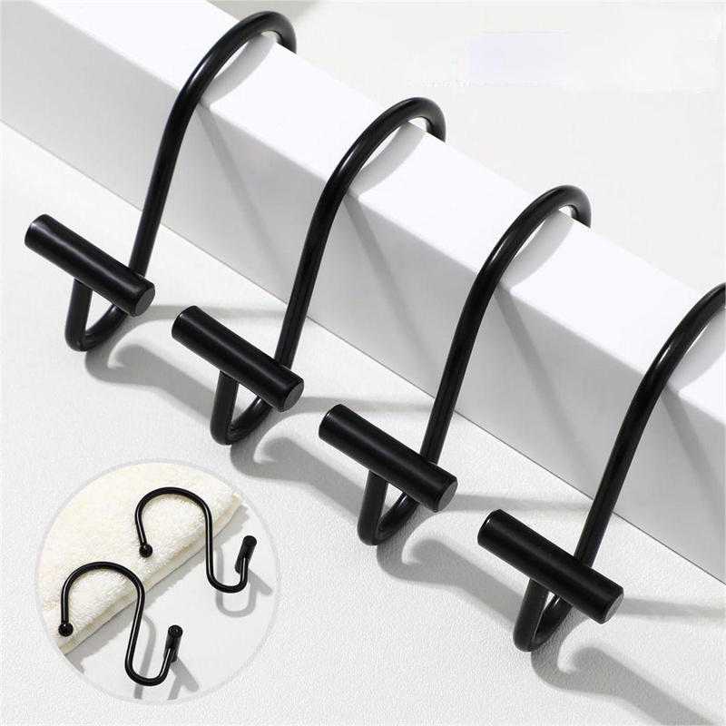 12Pcs Shower Curtain Hooks Rustproof Corrosion Resistant Strong Load-bearing Curtain Rings S-Shaped Electroplated Curtain Hooks