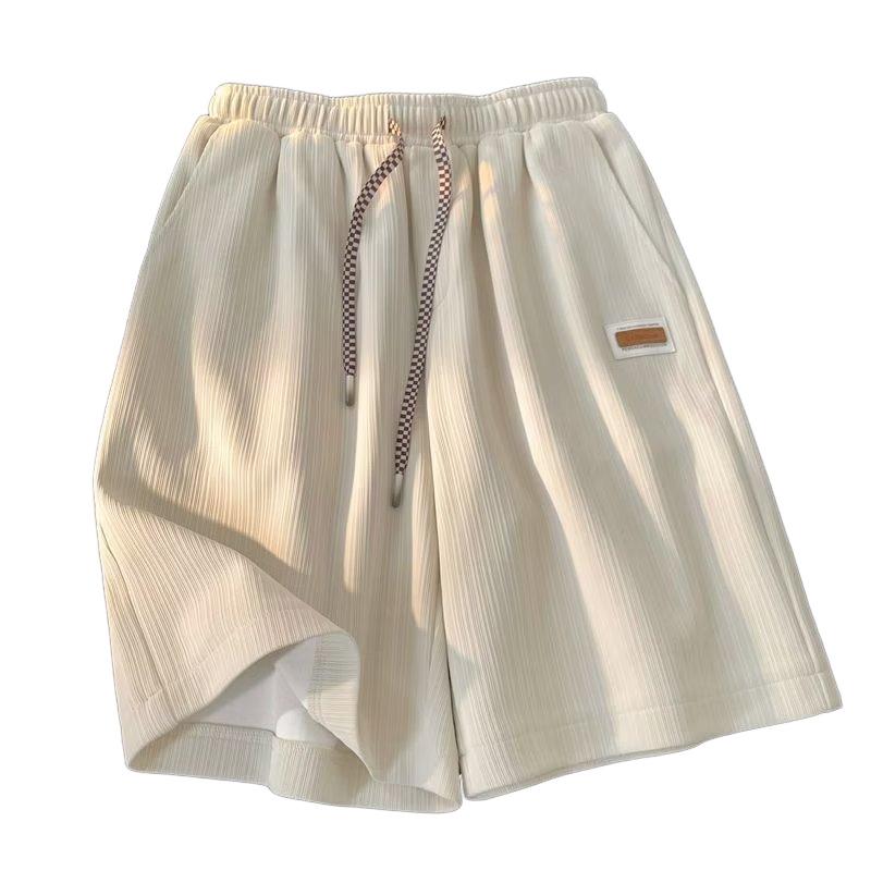 Spring And Summer Trendy Ice Silk Loose Casual Wide-leg Shorts Ins Versatile Solid Color Straight Sports Shorts Men's Large Size