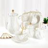22 pcs Porcelain Tea Set for 6, Luxury British Style Tea/Coffee Cup Set with Golden Trim, Beautiful Tea Set for Women