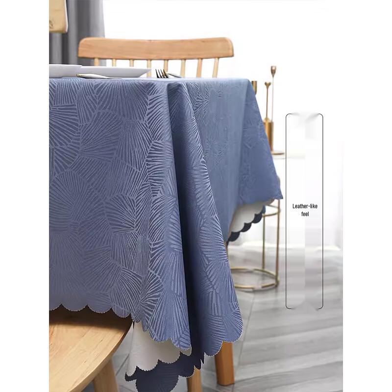 Heting HAFC Waterproof PU Tablecloth with Leaf Pattern