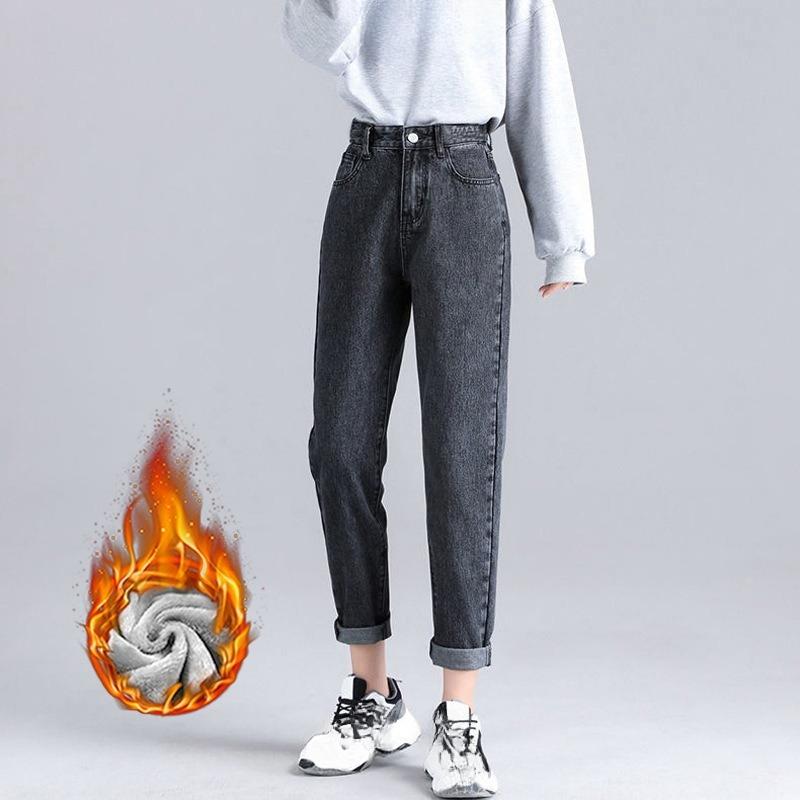 Neue Damen Thermo Slim Jeans Herbst Winter Warm Plüsch Stretch Jeans Damen Schneehose Skinny Bleistift Gerade Hose