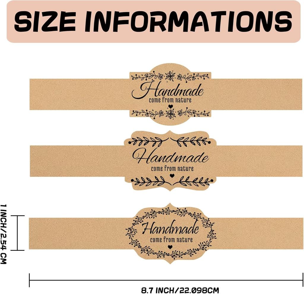 Brown Kraft Soap Labels 120pcs Handmade Soap Wrap Tags Paper Soap Sleeves Covers Tape for Homemade Soap Packaging Supplies