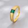 925 Sterling Silver Fashion Light Luxury Personalized Gold Color Green Zircon Ring Birthday Party Anniversary Gift