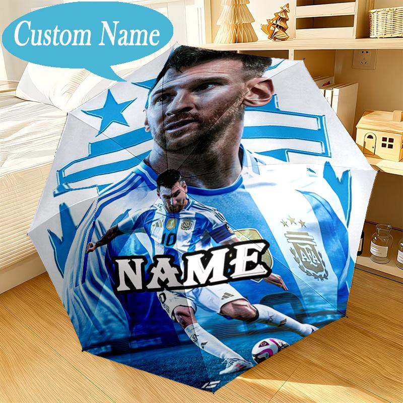 Custom Name Umbrella Argentina's Messi Celebration Umbrella 8-Frame for Travel, Camping, Casual Lightweight Portable, Essential for Family Gifts