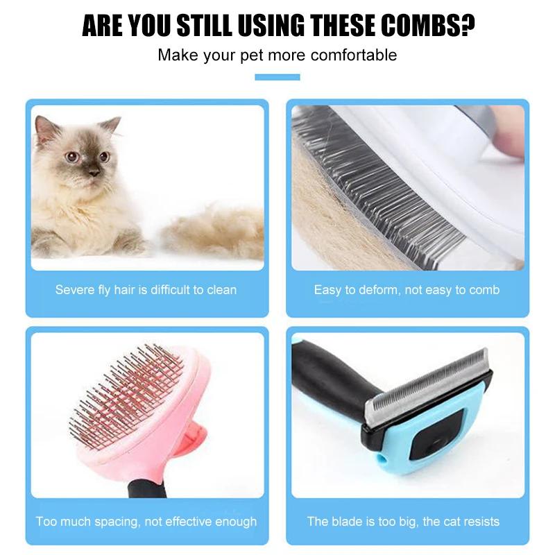 Dog Brush Self Cleaning Slicker Brush For Dogs Cats with Massage Particles Removes Loose Hair Pet Dog Grooming Dematting Brush