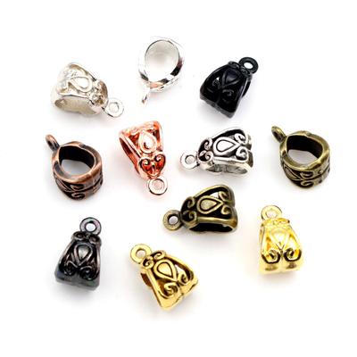 20pcs 13x8x8mm Beads Bails Pendants Jewelry Making DIY Necklace Silver Plated Gold Black Beads Bails Pendants Charm Beads Bails