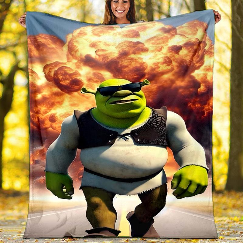 1pc Shrek2 Theme Blanket - Digital Print, Polyester, Cozy for All Seasons, Perfect for Outdoor, Camping, and Travel