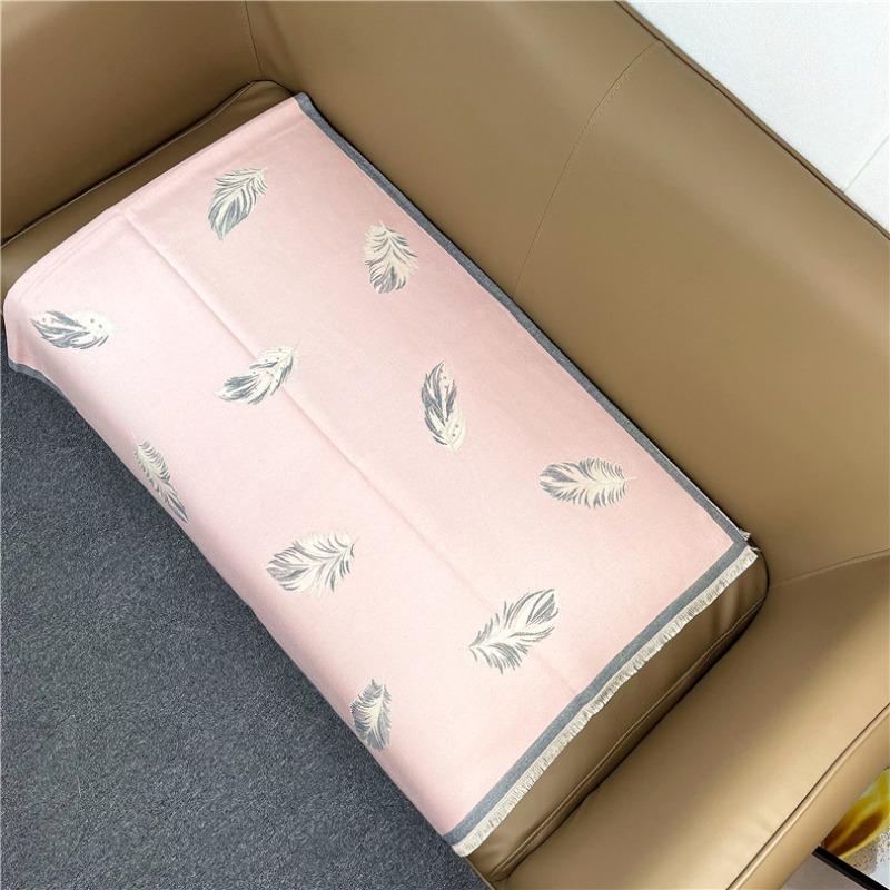 

Elegant celebrity style solid color feather warm scarf women s summer office air-conditioned room shawl winter thickened scarf 180x65cm розовый