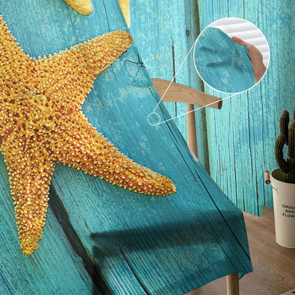 Starfish Butterfly Wood Grain Modern Tulle Curtains for Living Room Bedroom Home Kitchen Window Sheer Curtains