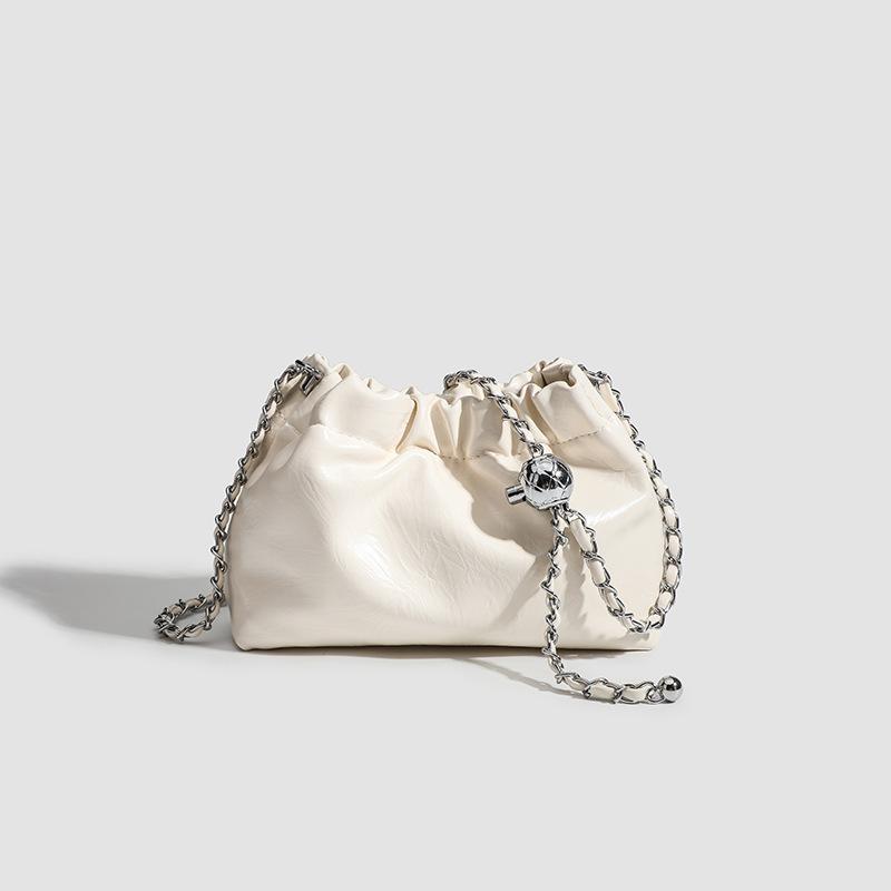 Simple Solid Color Bucket Bag Pleated Cloud Bag Versatile Commuter Armpit Bag One-shoulder Crossbody Bag
