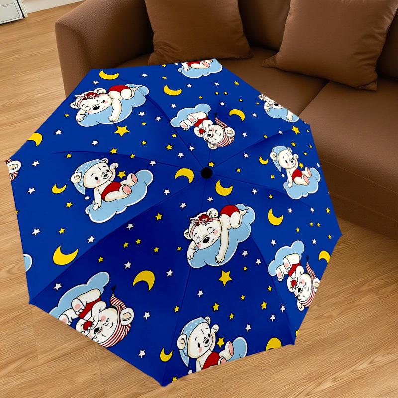 1PC Bear Clouds Umbrella-8-Rib Reinforced Portable Folding Travel Suitable for All Seasons Outdoor Daily Use-G396