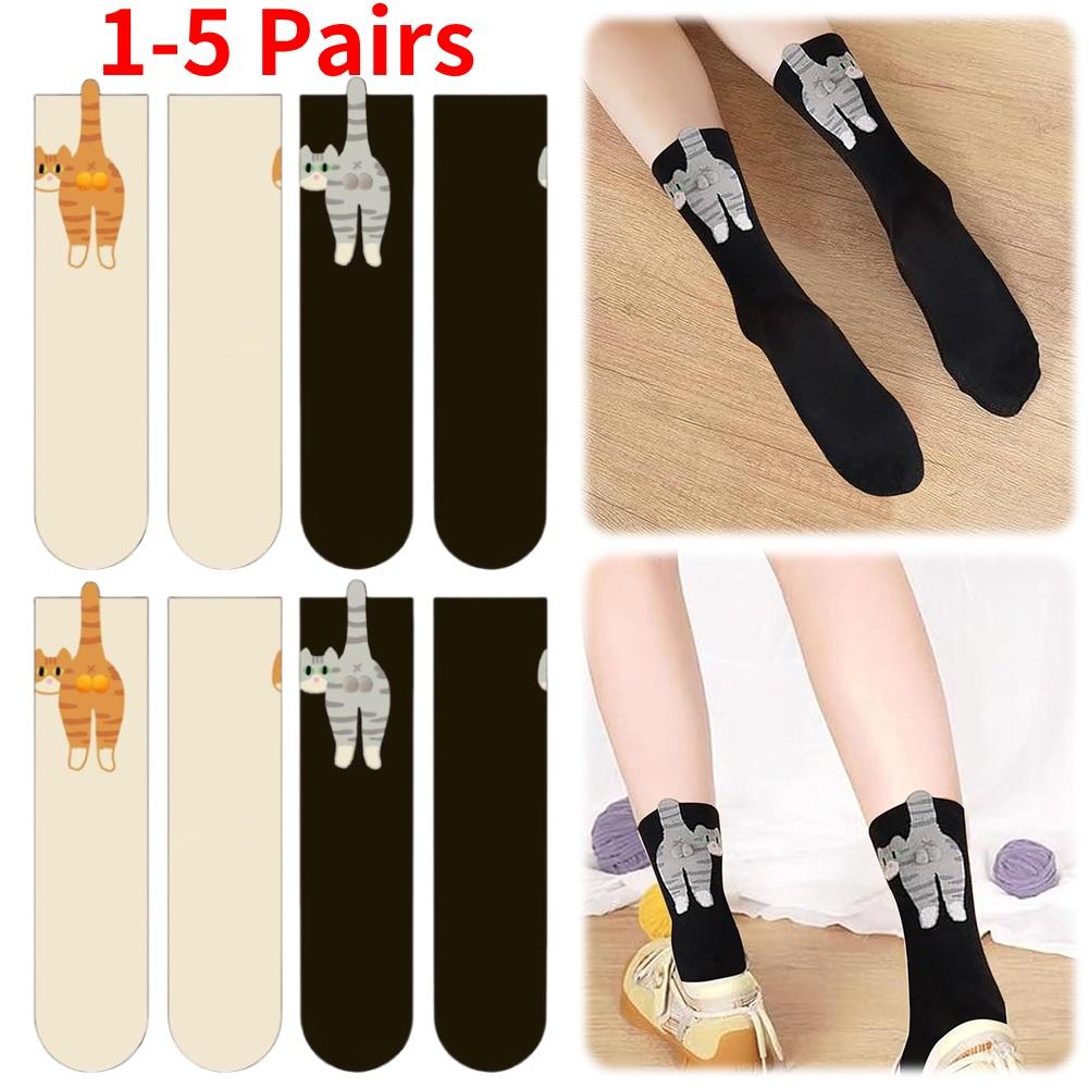 Woman Socks Kawaii Cartoon Cute 3D Dog Cat Paw Pattern Female Home Floor Sleeping Animal Crew Cotton Sock For Cats Lovers