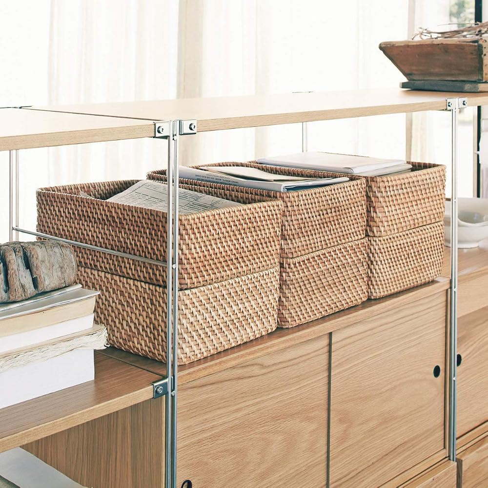MUJI Stackable Rattan Rectangular Basket - Small V Approx. W36 X D26 X H12cm 47381290 Basket