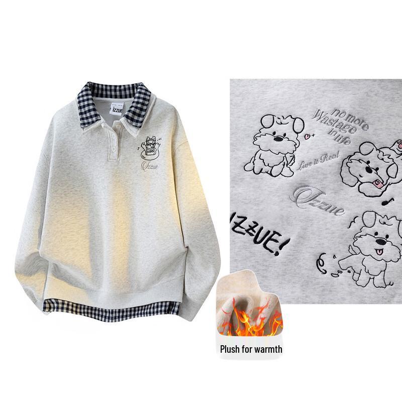 Izzue IT Women's Cartoon Embroidered Fleece-Lined Sweatshirt