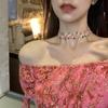 Damen Vintage Süß Blumenstickerei Choker Schlüsselbein Halskette Für Damen