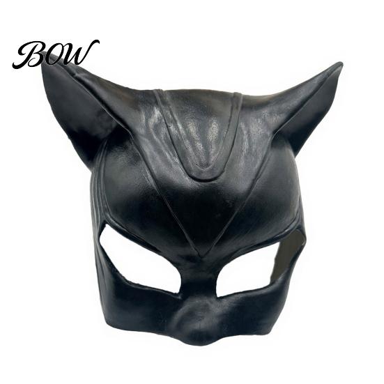 Breathable Halloween Face Mask Catw Woman Mask, Black Cat Eye Costume Soft Latex Detailed Cosplay Accessory Leather for Masquerade Superhero