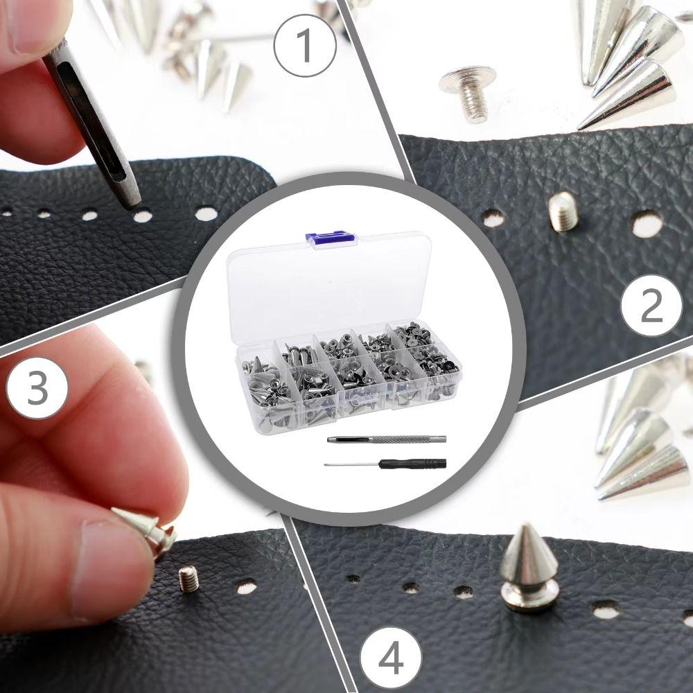 359Pcs 8 Sizes Punk Spikes and Studs Kit Smooth Surface Clothing Studs  Leather Accessories