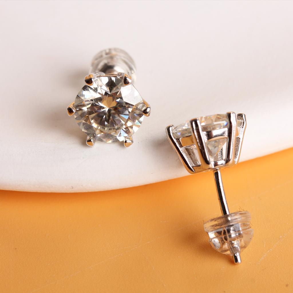 1pair 0.5/1ct Moissanite 925 Sterling Silver Stud Earrings Couple Earrings For Party Vacation Birthday Anniversary Gifts