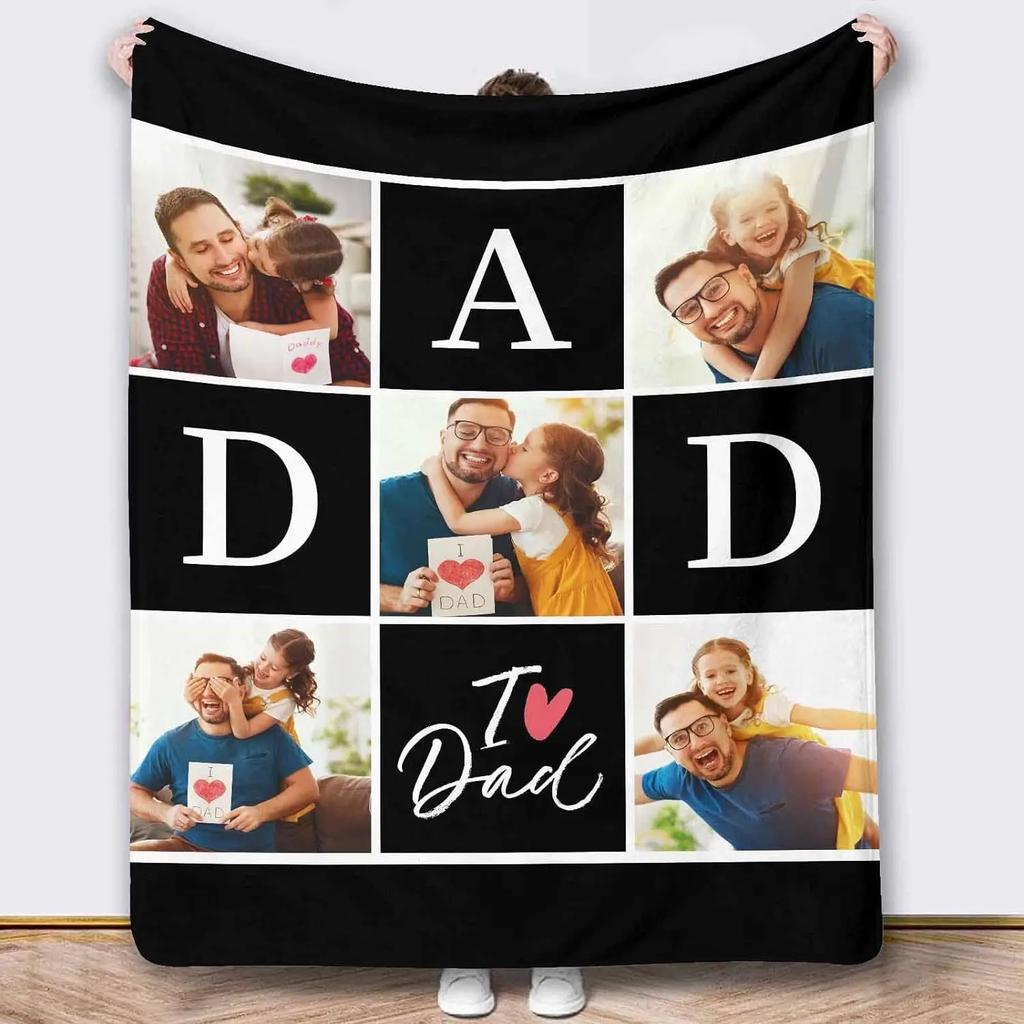 Customized blankets for dad gifts, sofa blankets, personalized dad photos for dad and husband Father's Day gifts,Christmas gifts