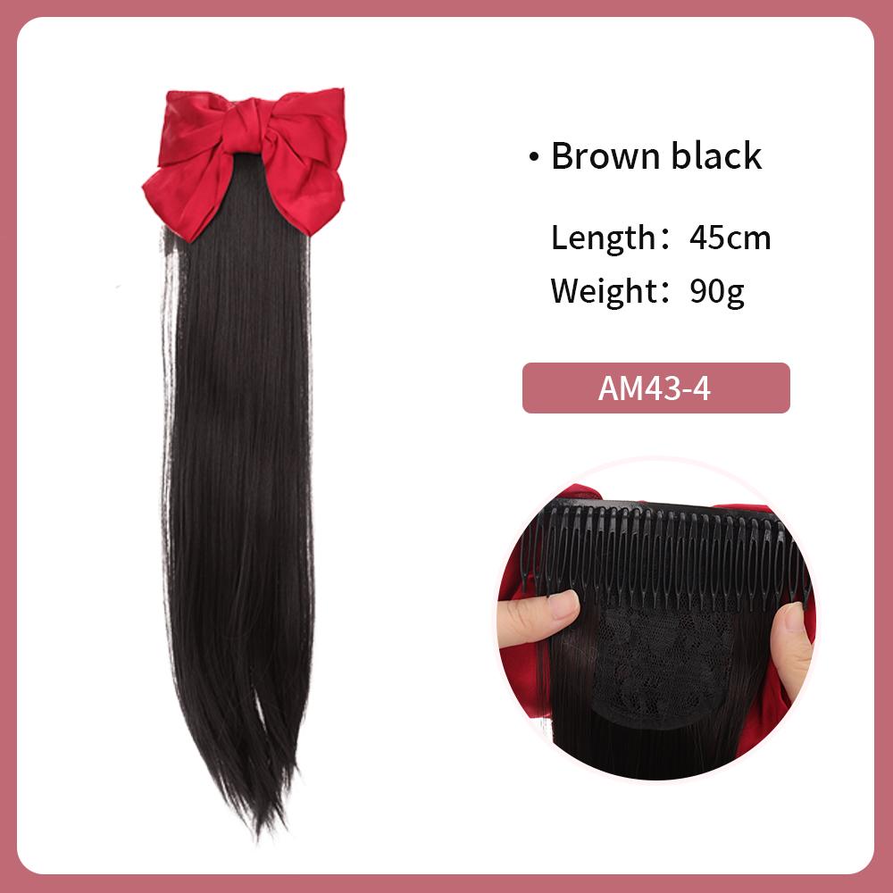 

Синтетические прямые волосы, хвост, женская мода, длинные волосы, бант, парик, хвост, расческа для волос, прямой зажим для волос, парик для молодой девушки