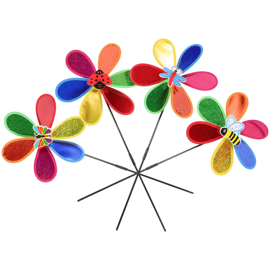 4 Pcs Ornament Garten Windrad Decor Dekoration Rasen Bunte Windmühle Kunststoff Handheld Schmuck Kind Szene