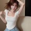 Douyin U-Neck Short-Sleeve Slim-Fit Summer T-Shirt