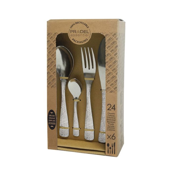 Ménagère 24 pièces - ethnic - inox 18/0 - finition brillante - coffret basic - compatible lave-vaisselle