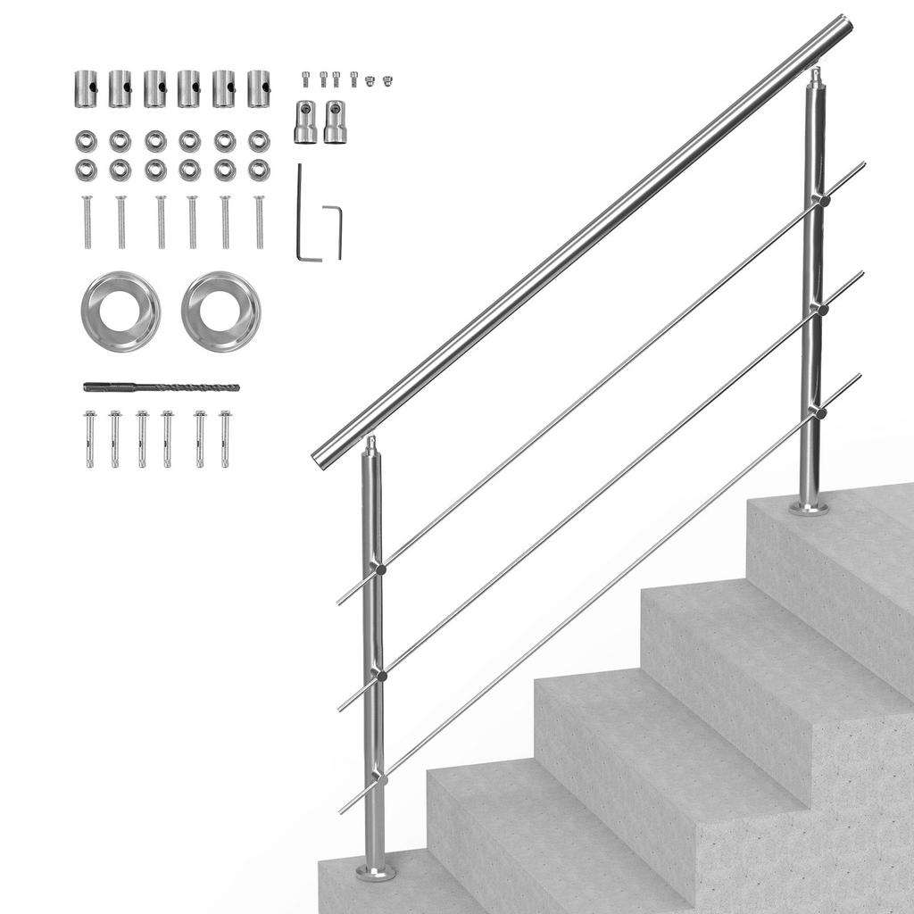 59 Zoll Handläufe für Außentreppen 3 Querstreben Treppe für Veranda Deck