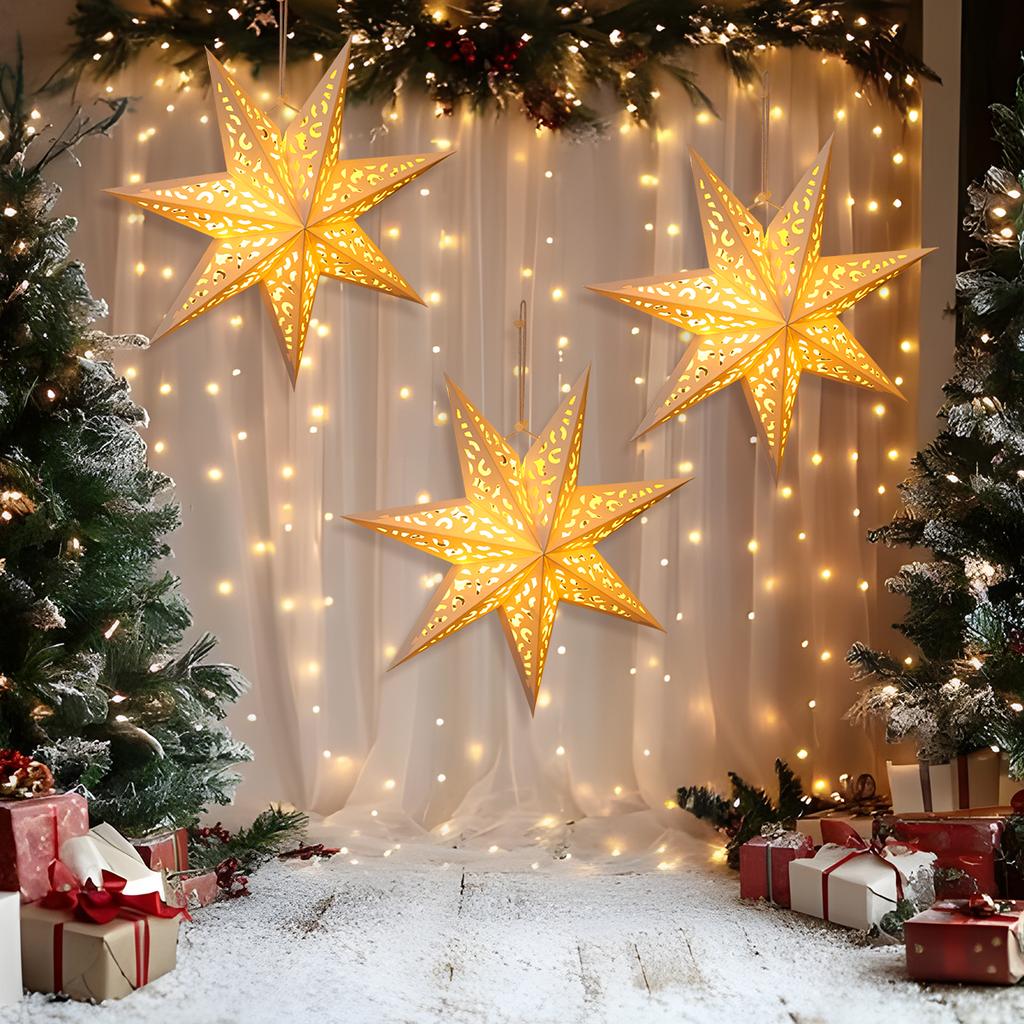 Weihnachtlicher Papierstern Anhänger Frohe Weihnachten Dekorationen für Zuhause 2026 Navidad Weihnachtsbaum Hängende Lampenschirme Schmuck Neujahr