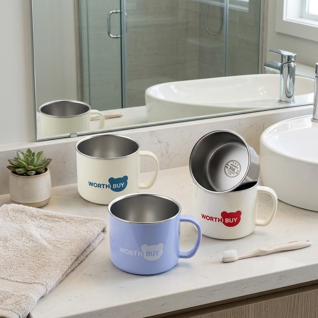 316 Stainless Steel Bathroom Tumbler Toothbrush Cup Portable Anti-Scald Drinking Mug Detachable Dishwasher Safe Home Accessories