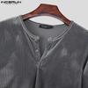 INCERUN Autumn Men Long Sleeve Texture Fitted Pullover Tops Undershirts
