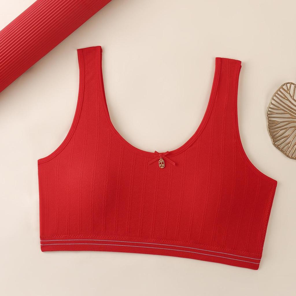 Seamless Red Junior Sports Bra - Comfortable, Breathable, Wire-Free