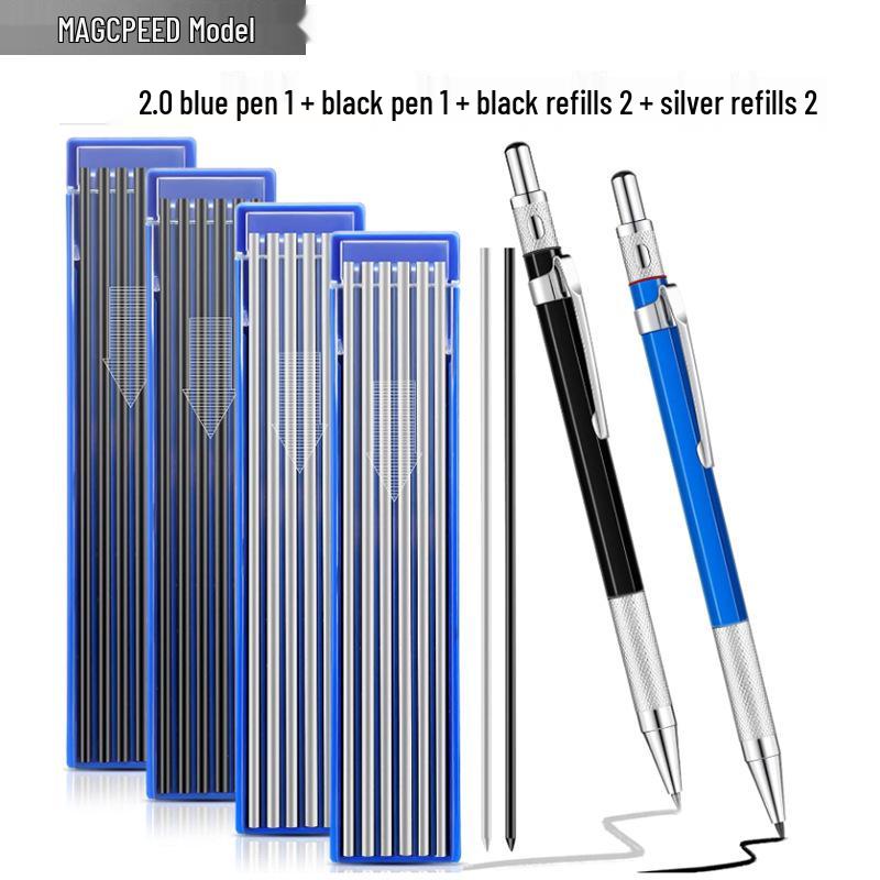 Black Tech Multi-Color 2.0mm Automatic Graphite Pencil with Replaceable Lead - No Sharpening Needed, Ideal for Drawing & Engineering