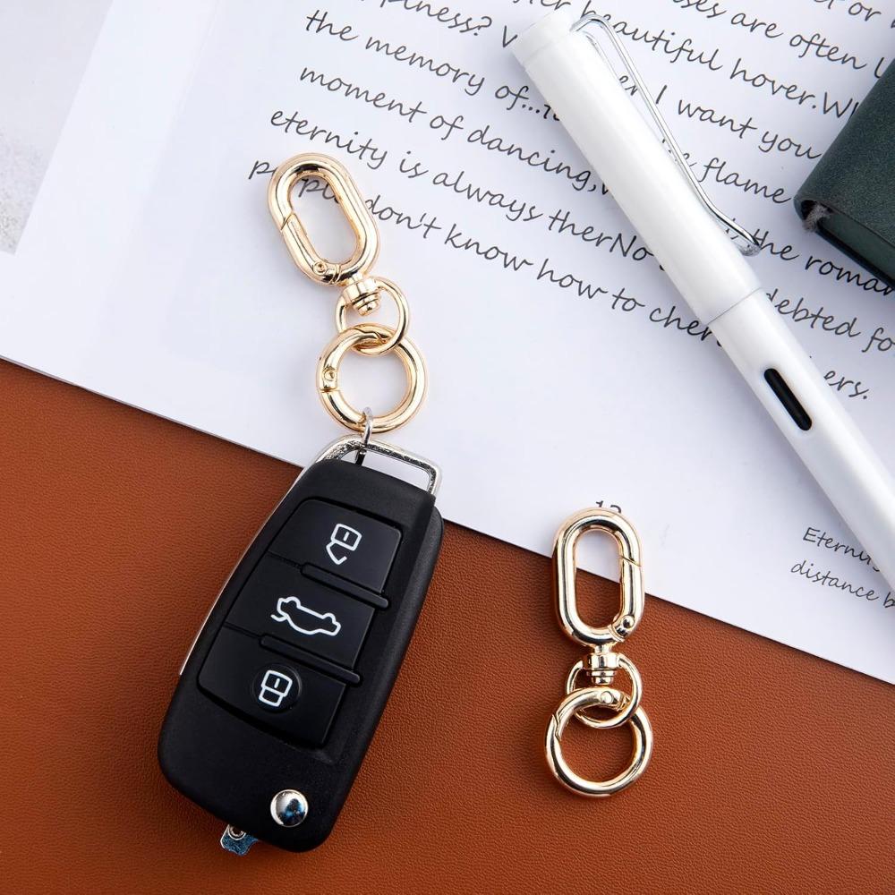 12pcs Double Opening Swivel Clasp Clips Metal Swivel Spring Snap Hooks Key Chain Clip with Key Ring Spring Coil Opening Keychain
