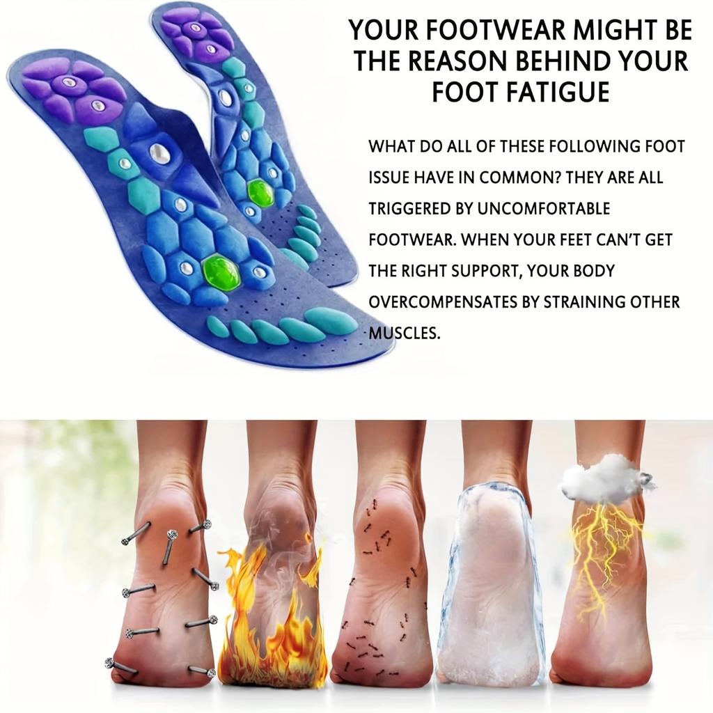 AcupointPressure Massage Insole, Comfortable Support Foot Massage, Flat Foot Insoles, Sweat Absorbing, Breathable, Meridian Unobstructed Insoles