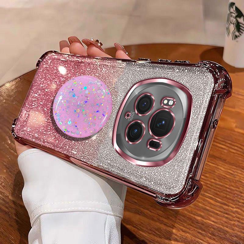 Shockproof Bing Ring Holder Case For Honor Magic6 pro 70 50 90 Lite X8 X9C Smart X9B X7A Shockproof Cover Glitter Capa with Ring