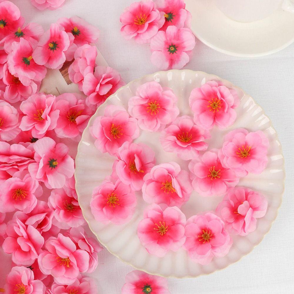100PCS Multicolor Peach Blossom Artificial Flower Heads Silk Petals Dia.5cm Simulation Flower Accessories DIY Faux Flower DIY