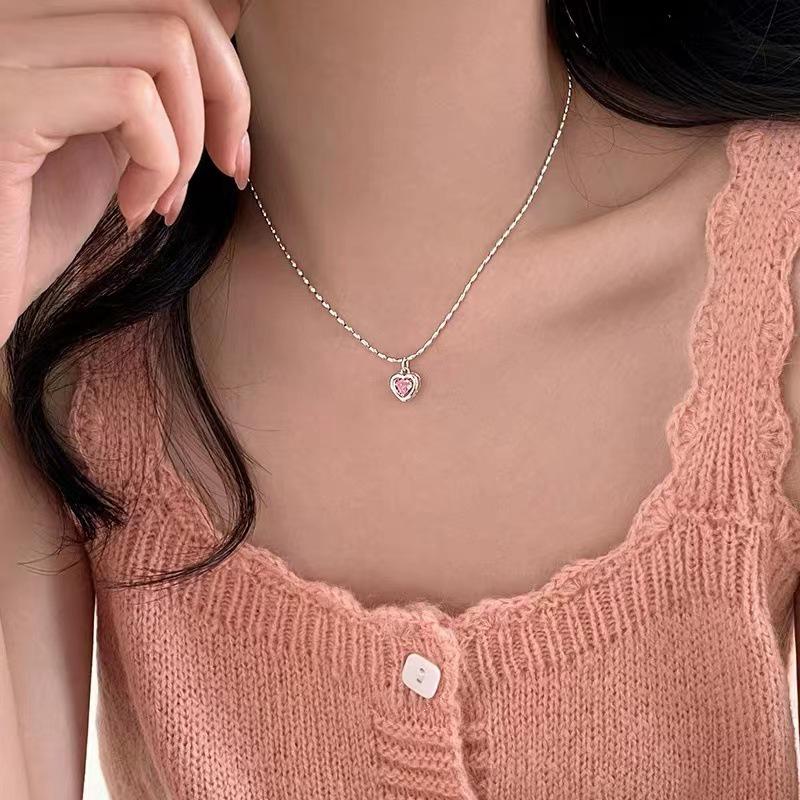2023 New Light Luxury Women's 925 Sterling Silver Heart Necklace with Clavicle Chain