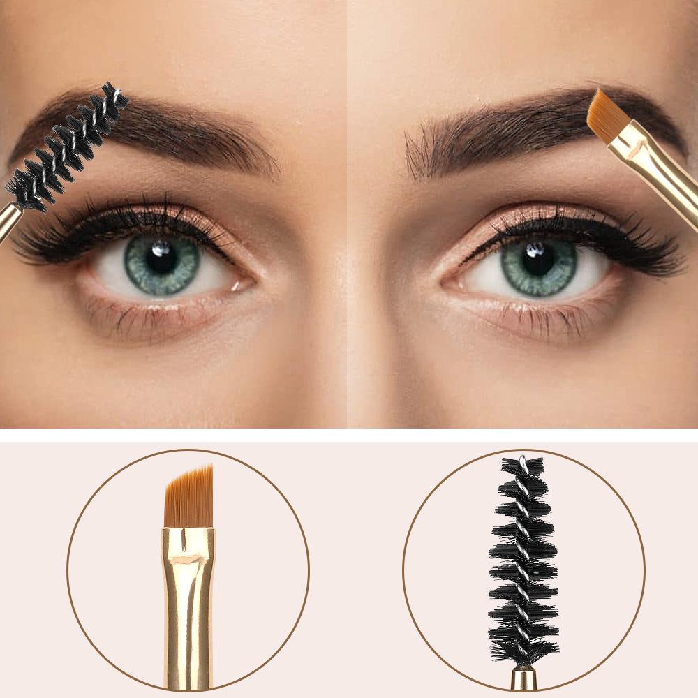Bambus-Doppelseitiger Make-up-Pinsel: Augenbrauenkamm, Eyeliner, Mascara, Lidschatten- und Puderpinsel für bequeme Schönheit.