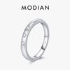 MODIAN 925 Silver Sparkling Zirconia Eternity Band Rings Simple Stackable Finger Ring For Women Office Fine Jewel