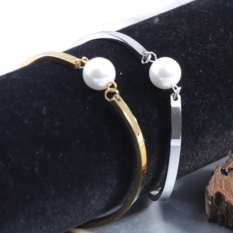 Stainless Steel Bracelet With Smooth 3mm Sea Shell Bead Minimalist Design Women Fashion OL Jewelry
