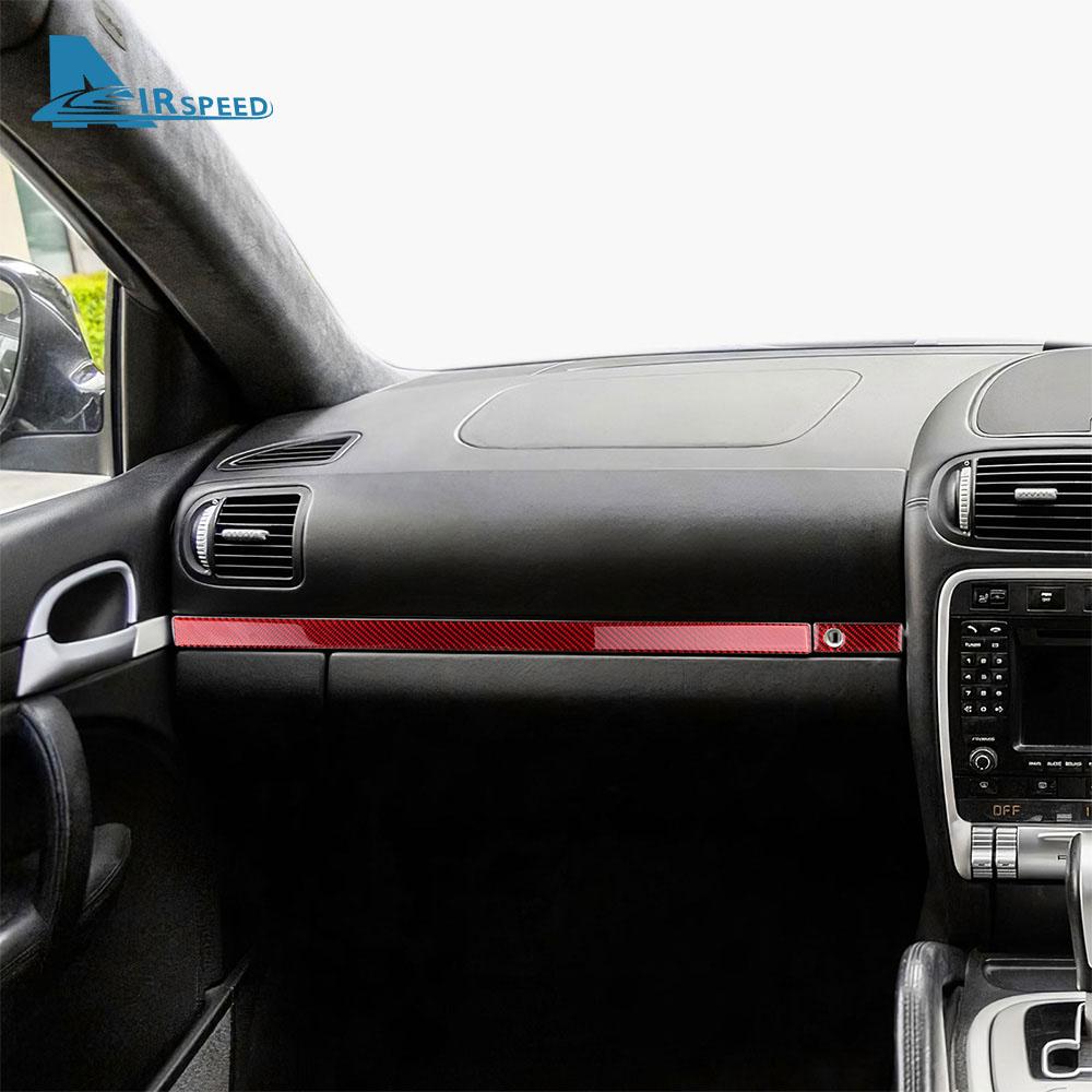 Real Soft Carbon Fiber Sticker For Porsche Cayenne 2003 2004 2005 2006 2007 2008 2009 2010 Glove Box Decor Interior Accessories