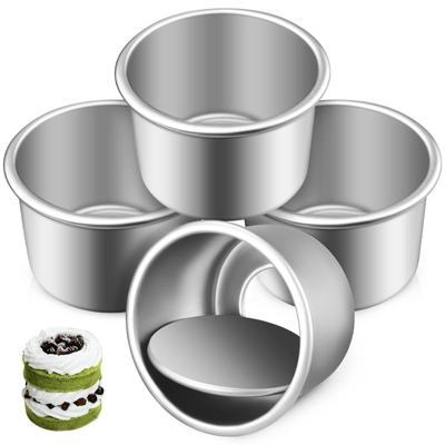 4 Pcs Air Fryer Oven Cake Mold Tins with Removable Bottom Bread Pan Round Baking Pans