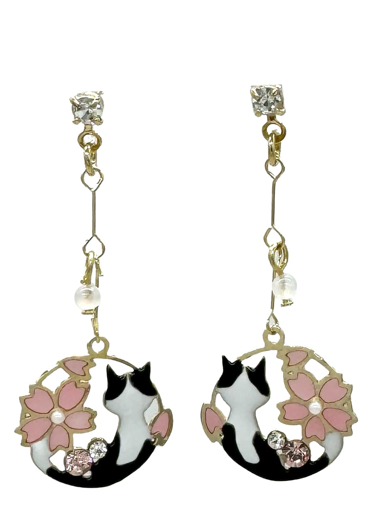 

Shop Titanium Japanese Cherry Blossom Asymmetrical Metal Allergy Made in Hachiware Cat acc25 P Round hachi [Jewelry M] Women s Earrings, Post,